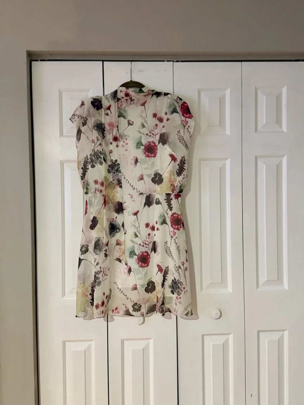 Haute Hippie Boho Mini Dress Silk Blend Flowery Festival Beige Neutral - Size L